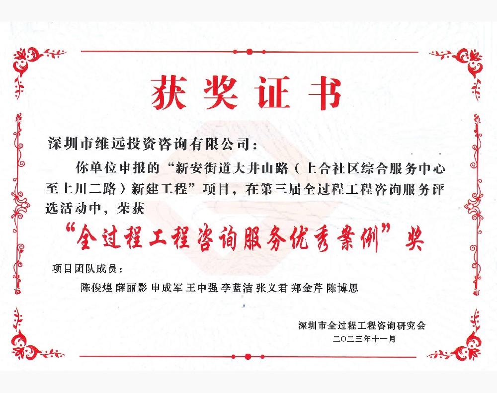 获奖证书